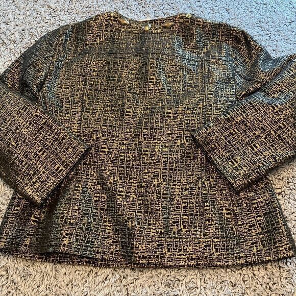 RUBY RD 10 Black Gold Textured 3/4 Sleeve Jacket - Picture 10 of 11